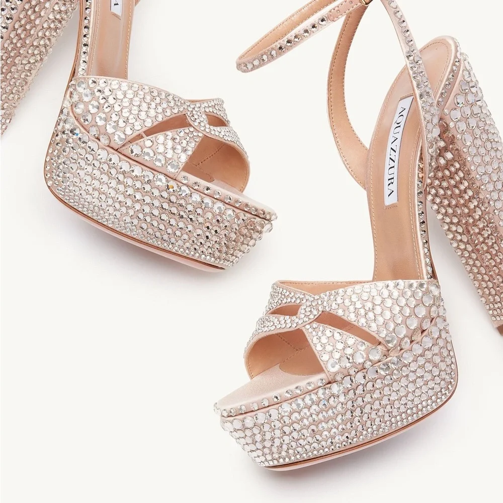 New AQUAZZURA Sinner Crystal Plateau 140 41 $2,495